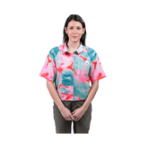 Tech Shirt Libe Womens Thanan SS - Cyan Flowers - Genetik Sport
