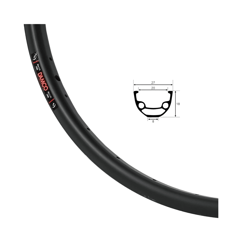 Rim Damco 26" 32h Double Wall Disc - Black - Genetik Sport