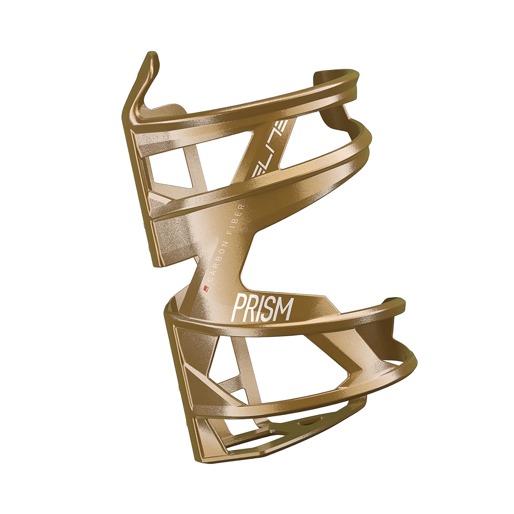 Bottle Cage Elite Prism Carbon Left - Gold Metal / White Graphic - Genetik Sport