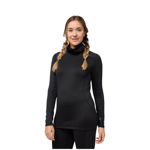 Baselayer Kombi Womens Redheat Pro Grid Mock Top - Black - Genetik Sport