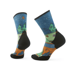 Socks Smartwool Womens Trail Run Targeted Cushion Mountain Print - Twilight Blue - Genetik Sport