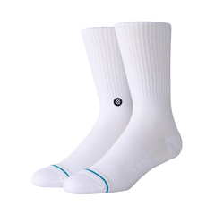 Socks Stance Icon Mid Cushion - White/Black - Genetik Sport