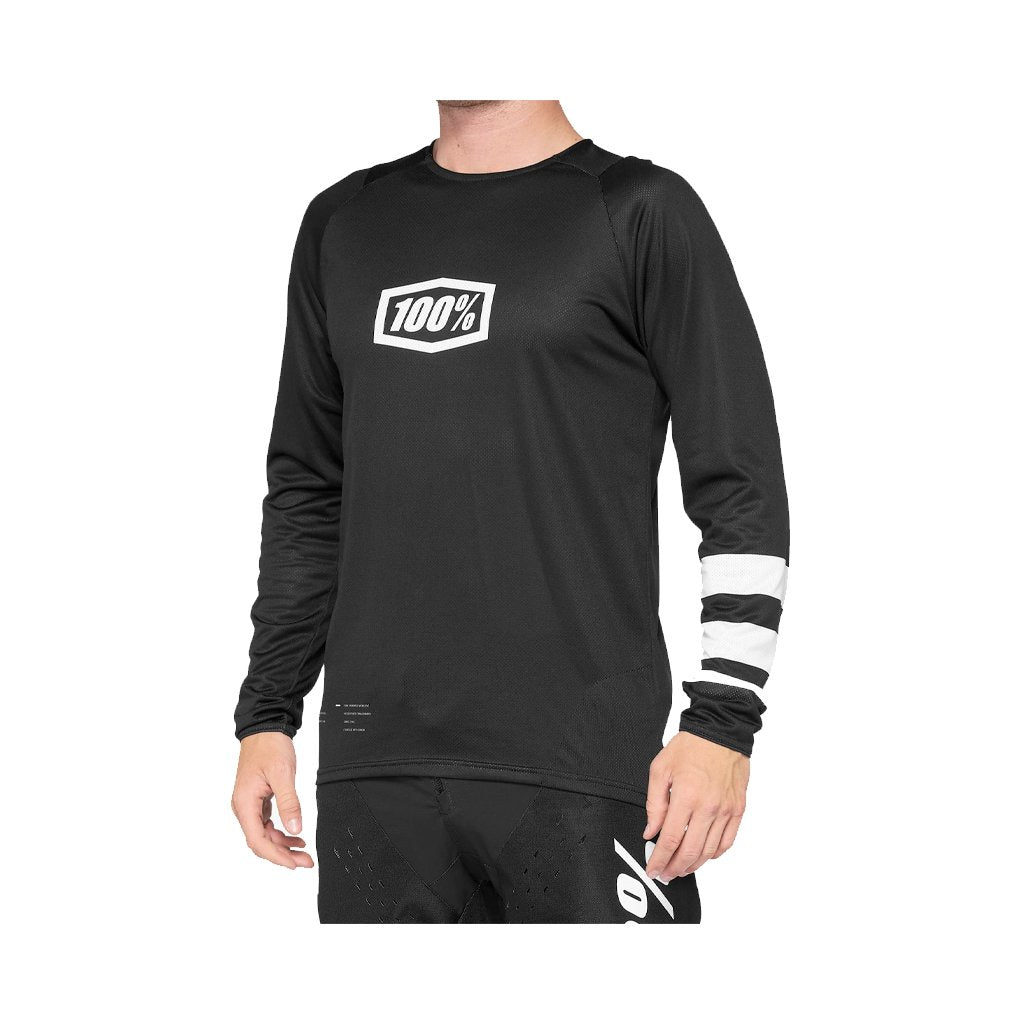 Jersey 100% Mens R-Core LS - Black/White - Genetik Sport