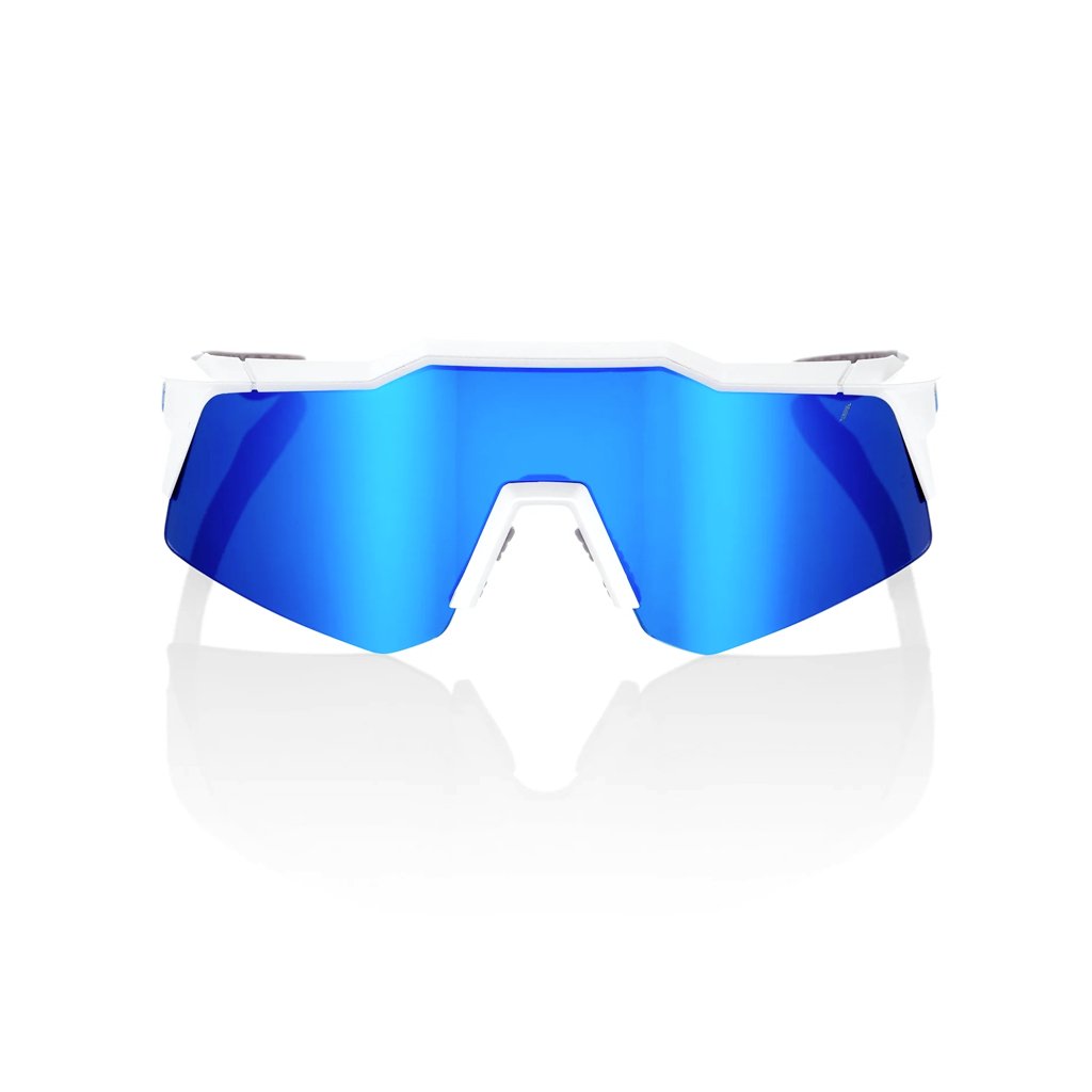 Mtb Sunglasses 100% Speedcraft XS Matte White - Blue Multilayer Mirror Lens - Genetik Sport