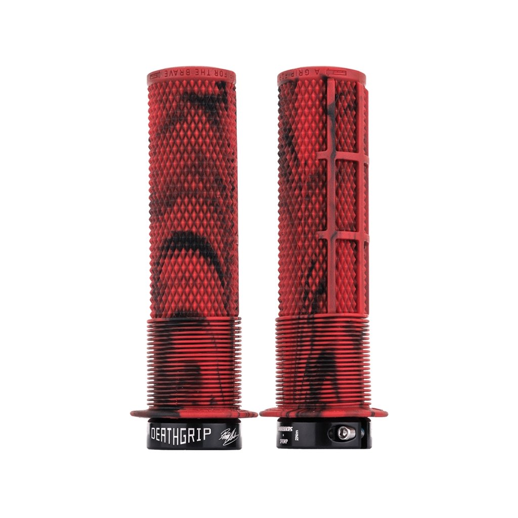 Poignées DMR Deathgrip Flanged Thick Rouge Marbré - Genetik Sport