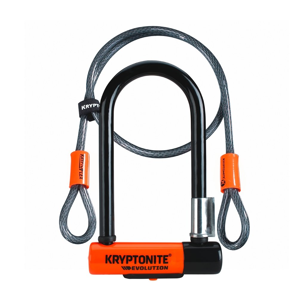 Cadenas en U Kryptonite Evolution Mini-7 avec Cable Flex Noir/Orange - Genetik Sport