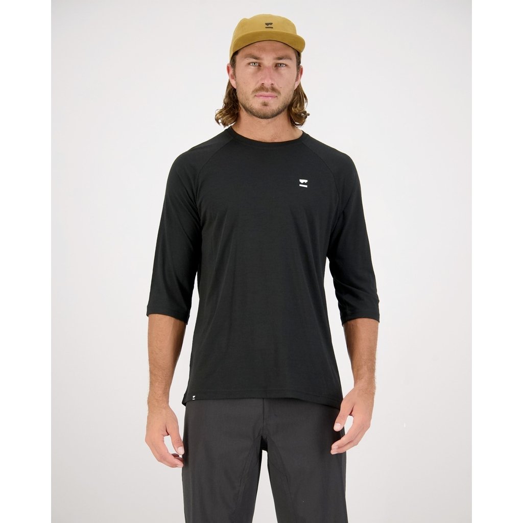 Jersey Mons Royale Mens Tarn Merino Shift Raglan 3/4 - Black - Genetik Sport